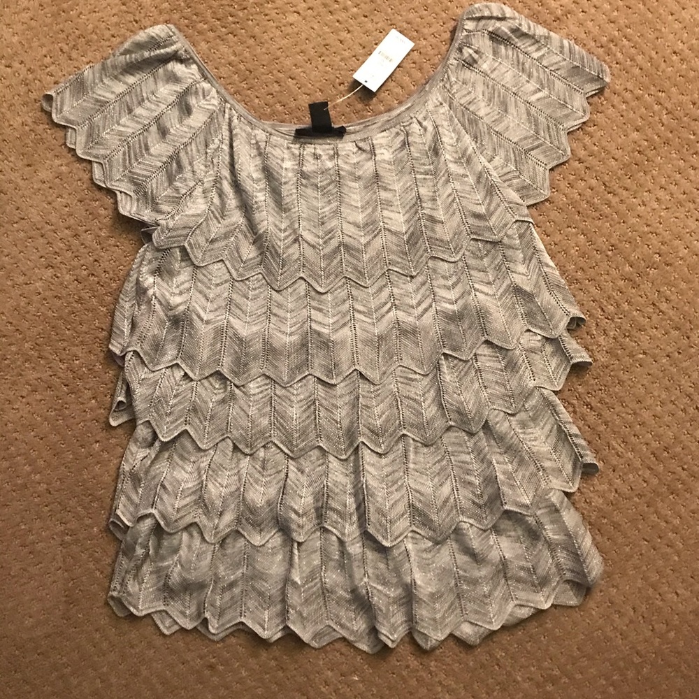 WHBM Silver Tiered Sweater - New!